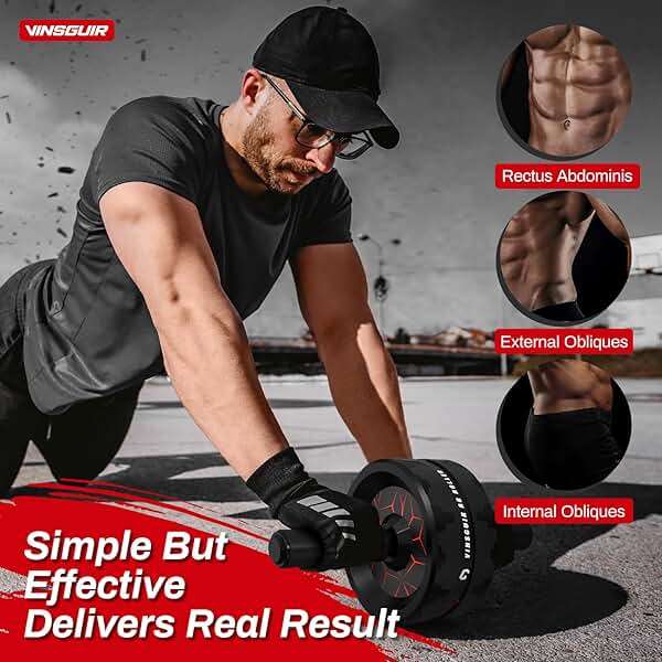 VINSGUIR Ab Roller Wheel, Abs & Core Workout Equipment for Home Gym with Knee Pad Accessories, Abdominal Wheel for Full-body Strength Training - Image 3