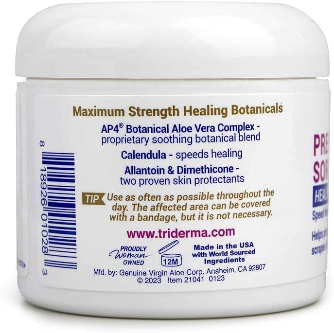 TriDerma MD Pressure Sore Relief Healing Cream for Bed Sores Treatment, Ulcers, Pressure Sores, Wound Healing, Chafed Skin and Hard-to-Heal Skin Sores with Calendula and AP4 Aloe, 4 oz Jar - Image 6