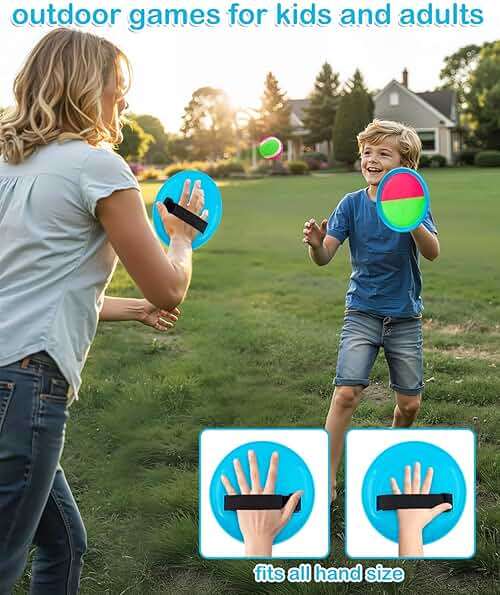 Qrooper Toss and Catch Ball Game Outdoor Toys for Kids Ages 3-12 & Family, Outside Games for Beach Pool Yard Camping, Boys Birthday Gift, 4 Paddles 4 Sticky Balls & Storage Bag - Image 4