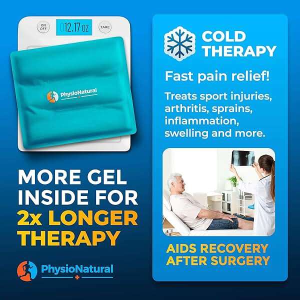 PhysioNatural Ice Pack for Knee Pain Relief, Reusable Gel Ice Wrap for Leg Injuries, Swelling, Knee Replacement Surgery, Cold Compress Therapy for Arthritis, Meniscus Tear and ACL - Image 7
