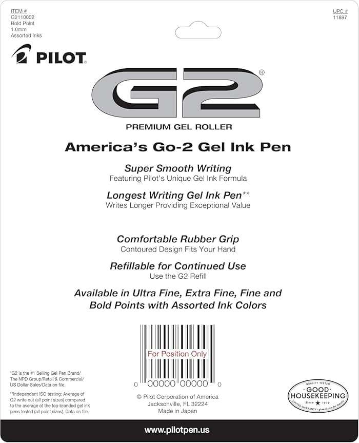 Pilot G2 Premium Retractable Gel-Ink Rolling Ball Pens, Bold Point (1.0mm), 1.0 Gel Pens, Assorted, 10-Pack - Ideal for School, Journaling, & Office Writing - Image 3