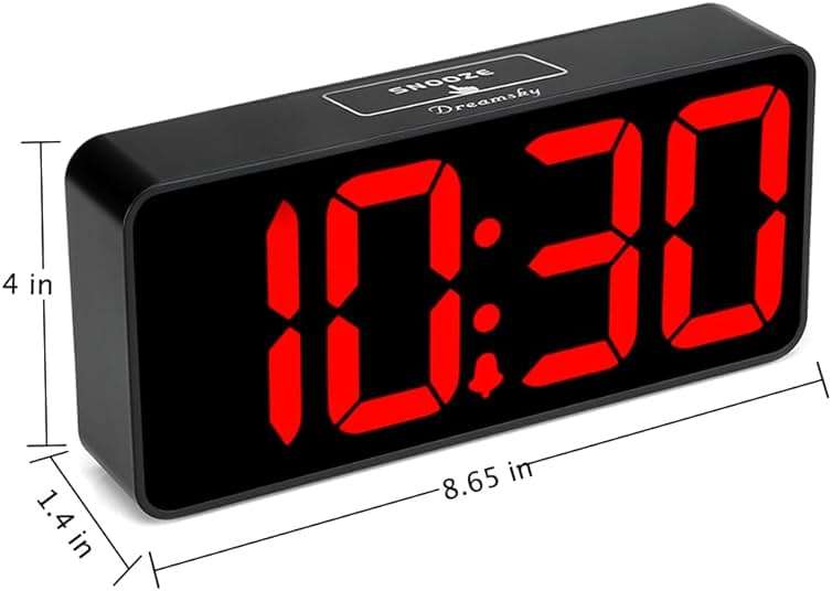 DreamSky Large Digital Alarm Clock Big Numbers for Seniors & Visually Impaired, 9 Inches Electric Clocks for Bedroom, Jumbo Display Fully Dimmable Brightness, USB Ports, Adjustable Alarm Volume - Image 3