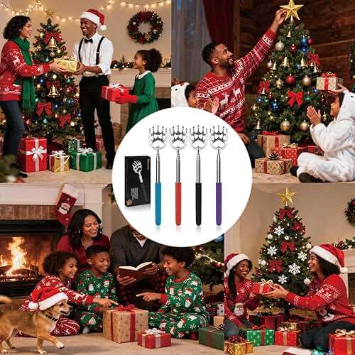 Plazuria (4-Pack) Extendable Back Scratchers - Metal Claws with Telescopic Rubber Handles - Stocking Stuffers for Men, Women, Kids - Image 2