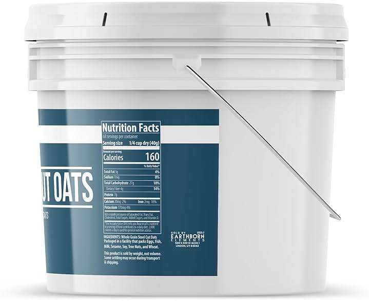Earthborn Elements Steel Cut Oats (1 Gallon), Also Called Irish Oatmeal, Breakfast, Resealable Bucket - Image 2