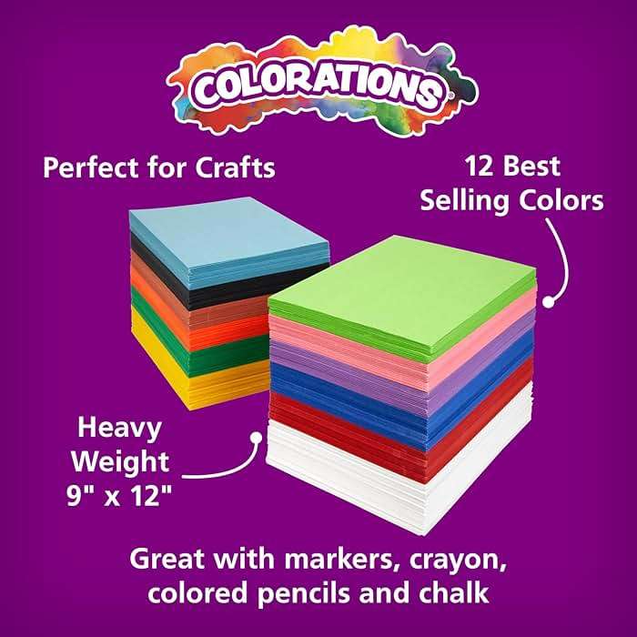 Colorations Construction Paper, Classroom Art Supplies, 9" x 12" Craft Paper 2200 Sheet Pack, Heavyweight Construction Paper, Bulk Packs, Assorted Colors, Drawing, Coloring, Painting, School Supplies - Image 3