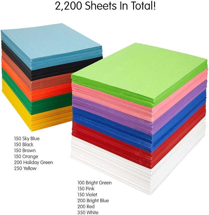 Colorations Construction Paper, Classroom Art Supplies, 9" x 12" Craft Paper 2200 Sheet Pack, Heavyweight Construction Paper, Bulk Packs, Assorted Colors, Drawing, Coloring, Painting, School Supplies - Image 4