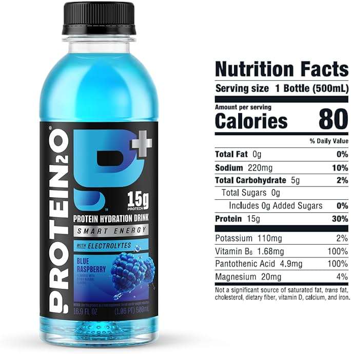 Protein2o 15g Whey Protein Isolate Hydration Drink Plus Energy & Focus, 350mg of Electrolytes, Vitamins B5 & B6, Sugar Free, Energy Variety Pack, 16.9 oz Bottle (Pack of 12) - Image 2