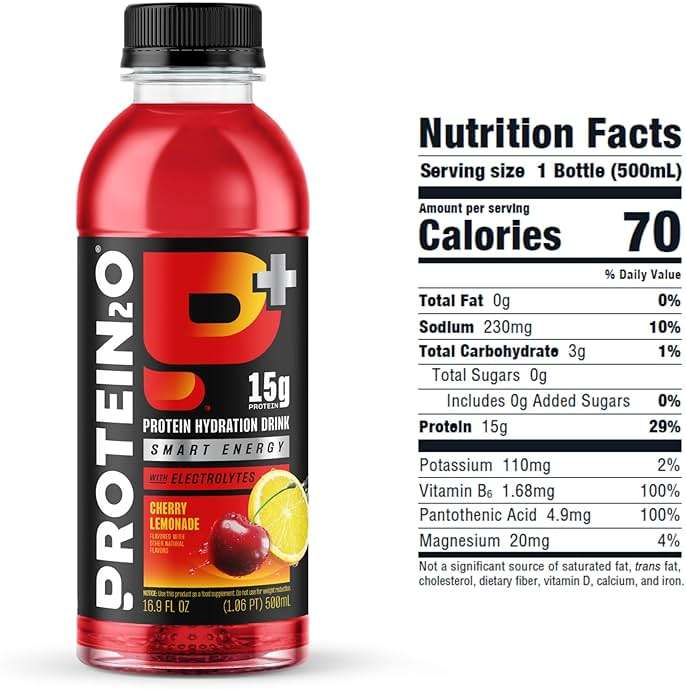 Protein2o 15g Whey Protein Isolate Hydration Drink Plus Energy & Focus, 350mg of Electrolytes, Vitamins B5 & B6, Sugar Free, Energy Variety Pack, 16.9 oz Bottle (Pack of 12) - Image 4