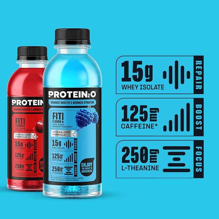 Protein2o 15g Whey Protein Isolate Hydration Drink Plus Energy & Focus, 350mg of Electrolytes, Vitamins B5 & B6, Sugar Free, Energy Variety Pack, 16.9 oz Bottle (Pack of 12) - Image 6