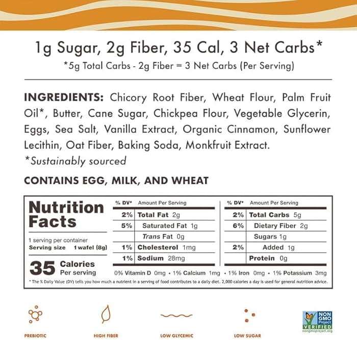 Rip Van Wafels Dutch Caramel Mini Stroopwafels - Low Carb Snacks (3g Net Carbs) - Non GMO Snack - Keto Friendly - Office Snacks - Low Calorie Snack (34 Calories) - Low Sugar (1g) - 32 Pack - Image 3
