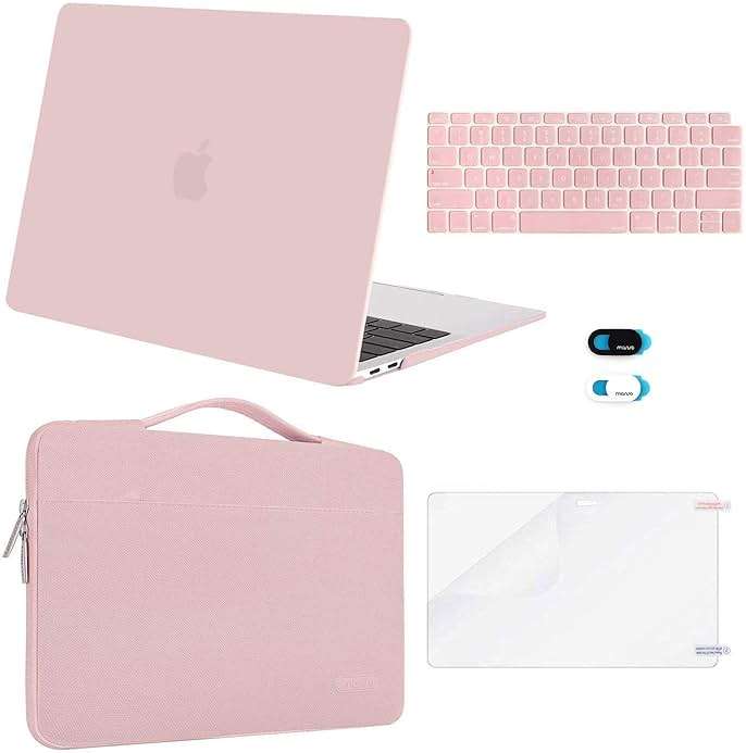 MOSISO Compatible with MacBook Air 13 inch Case M1 Chip 2021 2020 2019 2018 Release A2337 A2179 A1932 Retina Display, Plastic Hard Shell Case&Bag&Keyboard Skin&Webcam Cover&Screen Film, Rose Quartz - Image 1