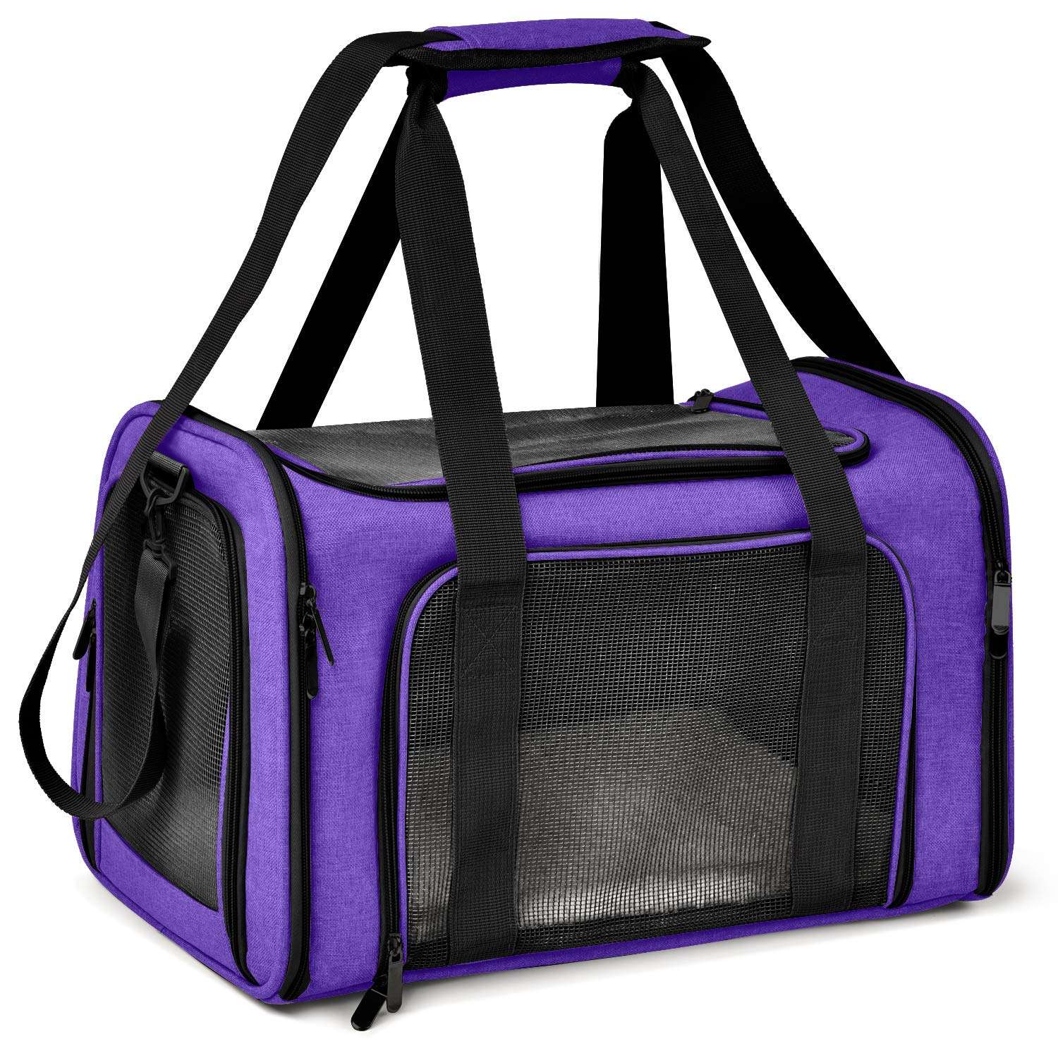 Henkelion Pet Carrier for Small Medium Cats Dogs Puppies up to 15 Lbs, Airline Approved Small Dog Carrier Soft Sided, Collapsible Travel Puppy Carrier - Purple - Image 1