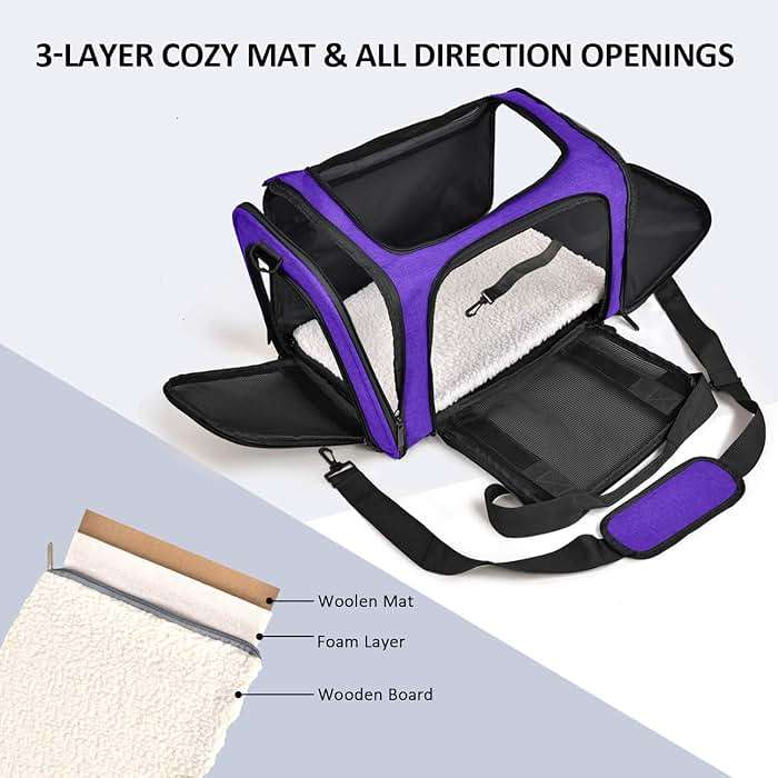 Henkelion Pet Carrier for Small Medium Cats Dogs Puppies up to 15 Lbs, Airline Approved Small Dog Carrier Soft Sided, Collapsible Travel Puppy Carrier - Purple - Image 2