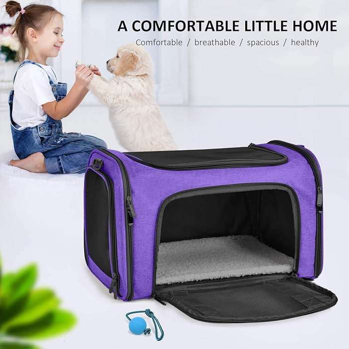 Henkelion Pet Carrier for Small Medium Cats Dogs Puppies up to 15 Lbs, Airline Approved Small Dog Carrier Soft Sided, Collapsible Travel Puppy Carrier - Purple - Image 7