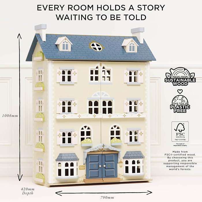 Le Toy Van - Palace House Large Wooden Doll House | Great As a Gift | 5 Storey Wooden Dolls House Play Set - Suitable for Ages 3+ - Image 2