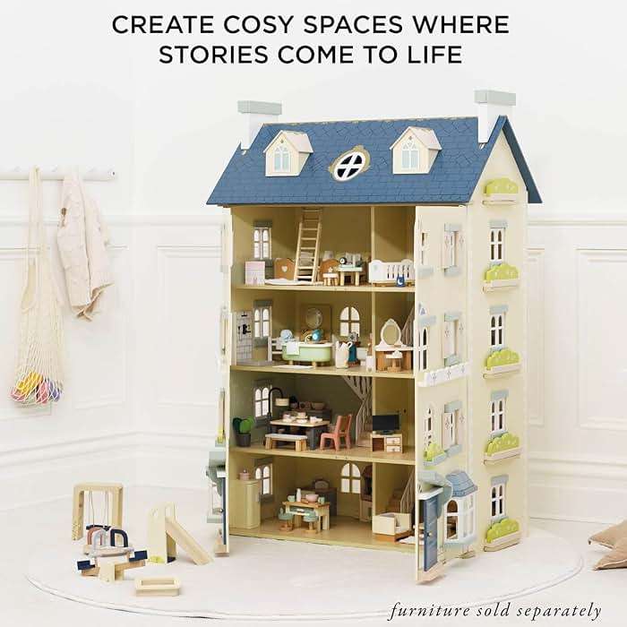 Le Toy Van - Palace House Large Wooden Doll House | Great As a Gift | 5 Storey Wooden Dolls House Play Set - Suitable for Ages 3+ - Image 6