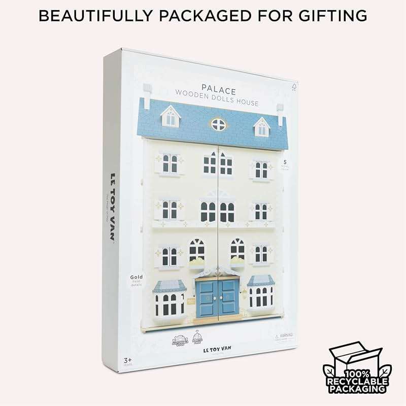 Le Toy Van - Palace House Large Wooden Doll House | Great As a Gift | 5 Storey Wooden Dolls House Play Set - Suitable for Ages 3+ - Image 8