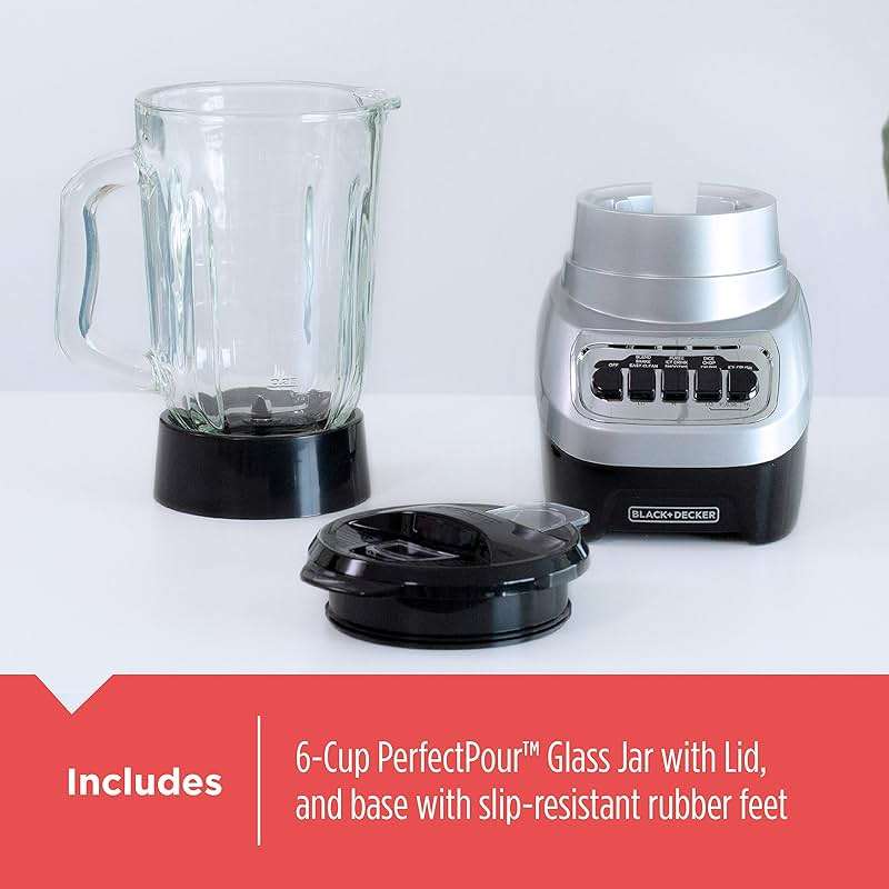BLACK+DECKER PowerCrush Multi-Function Blender with 6-Cup Glass Jar, 4 Speed Settings, Silver - Image 8