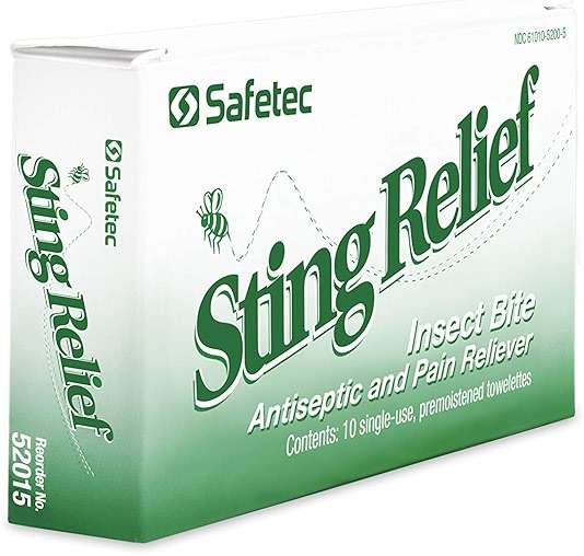 Safetec Sting Relief Wipes 10ct Box (5 Pack of 10ct Wipes - 50 Sting Wipes) for Insect Bites & Stings - Image 7