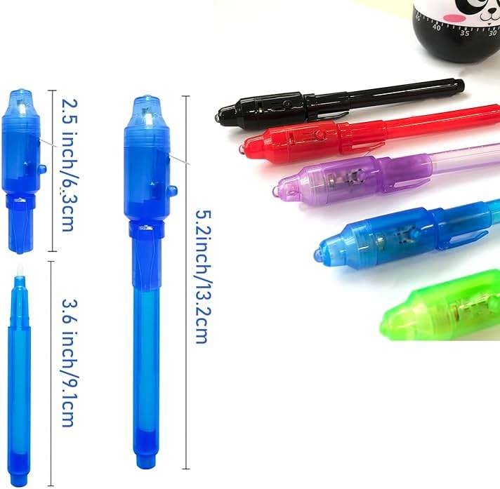 SCStyle Invisible Ink Pen 60Pcs Spy Pen with UV Black Light Magic Spy Marker Kid Pens for Secret Message and Birthday Party,Writing Secret Message for Easter Day Halloween Christmas Party Bag Gift - Image 2
