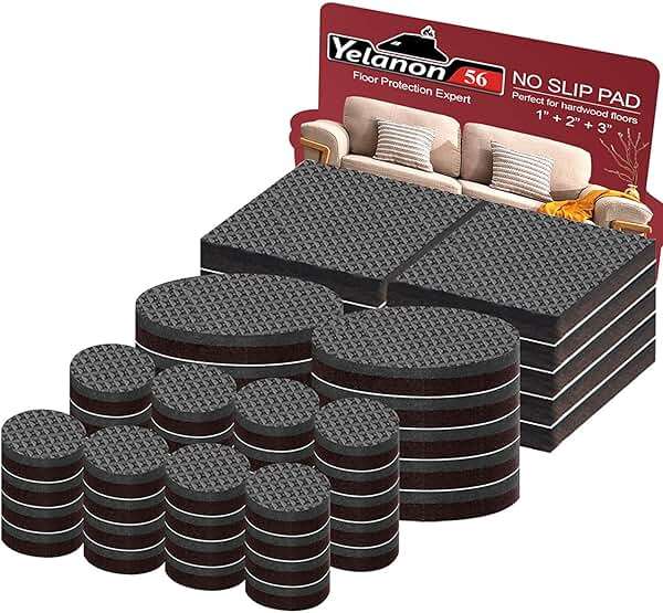 Yelanon Non Slip Furniture Pads -56 pcs（1+2）” Furniture Grippers, Non Skid Furniture Legs,Self Adhesive Rubber Furniture Feet, Anti Slide Furniture Hardwood Floor Protector for Keep Couch Stoppers - Image 1