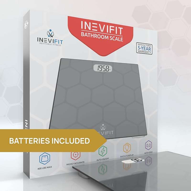 INEVIFIT Bathroom Scale, Highly Accurate Digital Bathroom Body Scale, Measures Weight up to 400 lbs. Includes Batteries - Image 5