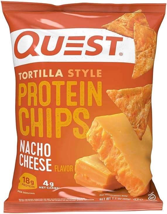 Quest Nutrition Nacho Cheese Tortilla Style Protein Chips, 18g Protein, 4g Net Carb, Low Carb, Gluten Free, 1.1 oz (Pack of 12) - Image 1