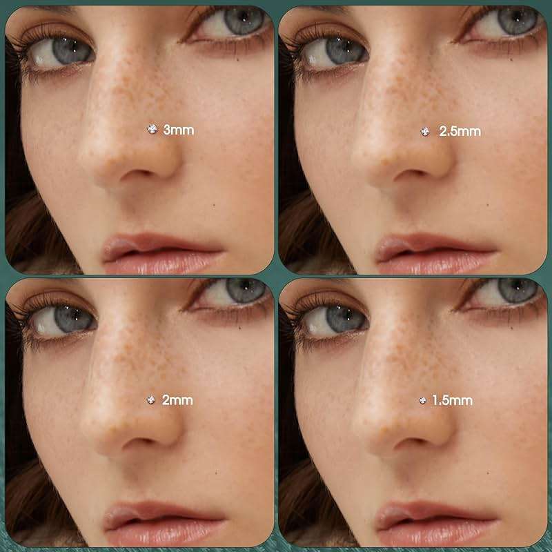 Sllaiss 8 Pcs 20G Nose Ring Studs Made with Austrian Crystal for Women Stainless Steel 1.5mm 2mm 2.5mm 3mm Nose Piercings Set Body Jewelry Hypoallergenic - Image 5