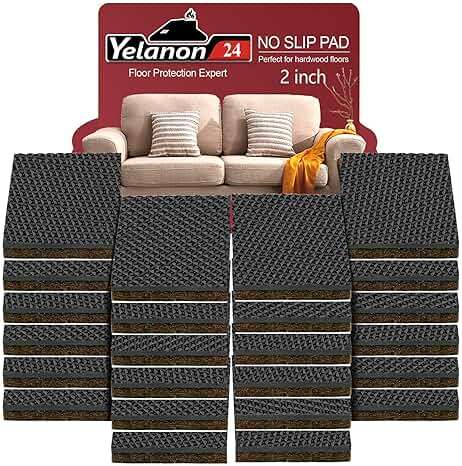 Yelanon Non Slip Furniture Pads -24 pcs 2’’ Furniture Grippers Hardwood Floors, Non Skid for Furniture Legs,Self Adhesive Rubber Feet, Anti Slide Furniture Floors Protectors for Keep Couch Stoppers - Image 1