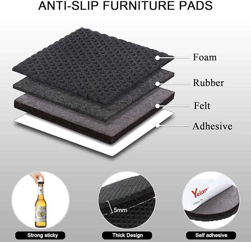 Yelanon Non Slip Furniture Pads -24 pcs 2’’ Furniture Grippers Hardwood Floors, Non Skid for Furniture Legs,Self Adhesive Rubber Feet, Anti Slide Furniture Floors Protectors for Keep Couch Stoppers - Image 3
