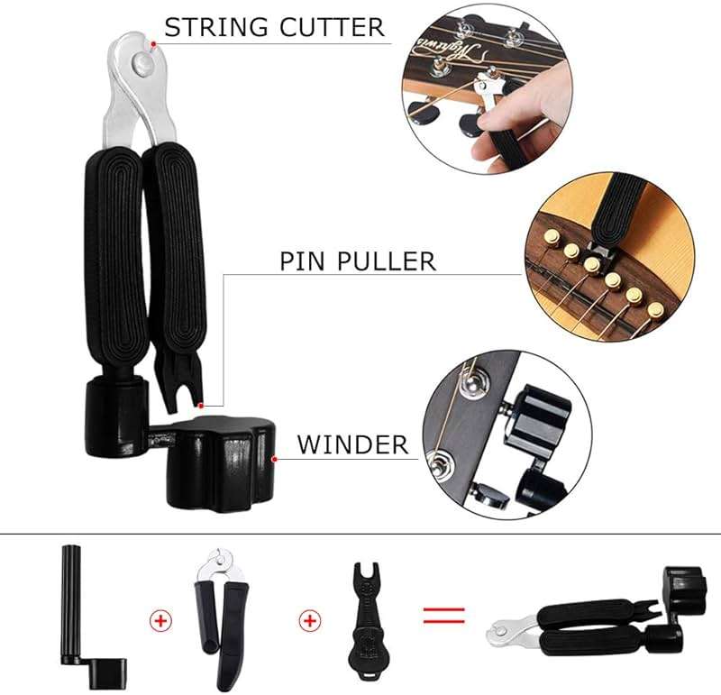 LOMEVE Guitar Accessories Kit Include Acoustic Strings, Tuner, Capo, 3-in-1 Restring Tool, Picks, Pick Holder, Bridge Pins, Nuts & Saddles, Finger Protector, Chord Chart (58PCS) - Image 5