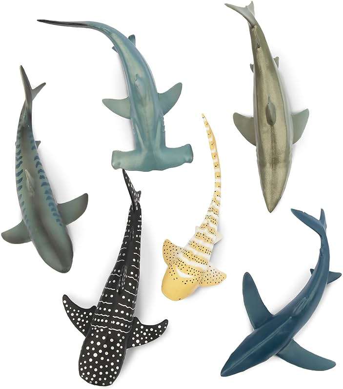 Toymany 6PCS 5-6" L Realistic Shark Bath Toy Figurines, Plastic Ocean Sea Animals Figures Set Includes Great White Shark Cake Toppers Christmas Birthday Gift for Kids Toddlers - Image 2
