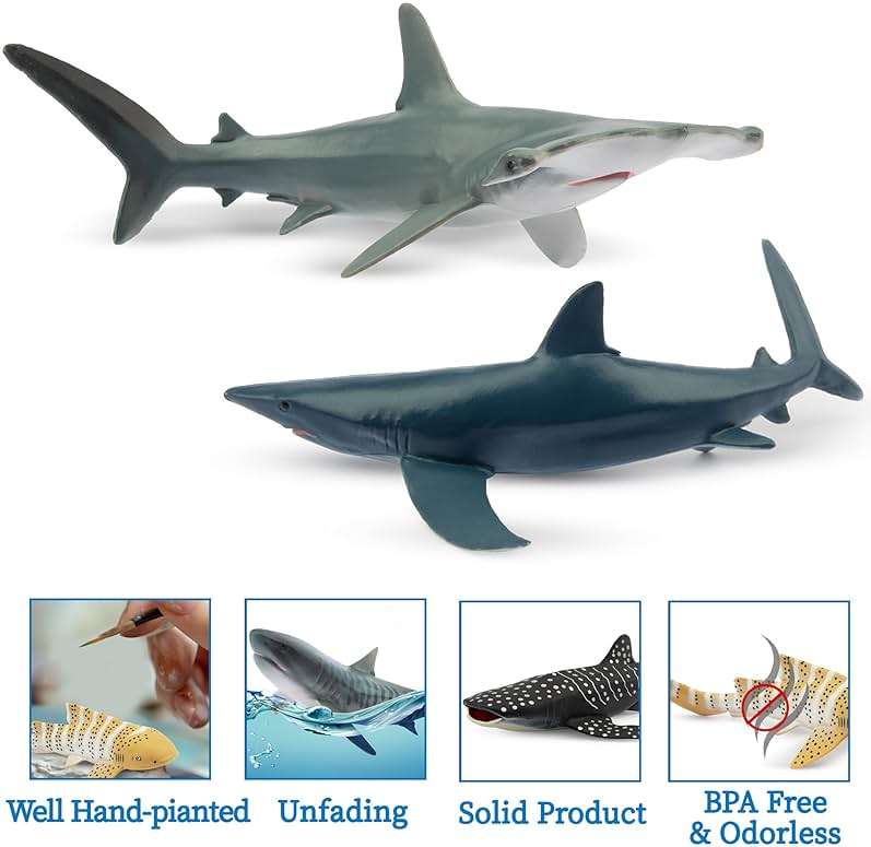 Toymany 6PCS 5-6" L Realistic Shark Bath Toy Figurines, Plastic Ocean Sea Animals Figures Set Includes Great White Shark Cake Toppers Christmas Birthday Gift for Kids Toddlers - Image 5