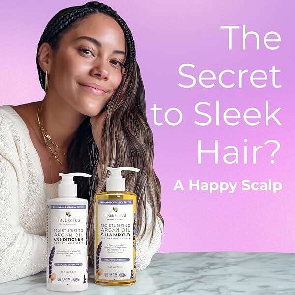 Tree To Tub Lavender Shampoo and Conditioner Set for Dry Hair, Dry Scalp, Frizz - Moisturizing Argan Oil Shampoo and Conditioner for Women & Men w/Organic Natural Aloe Vera - Image 2