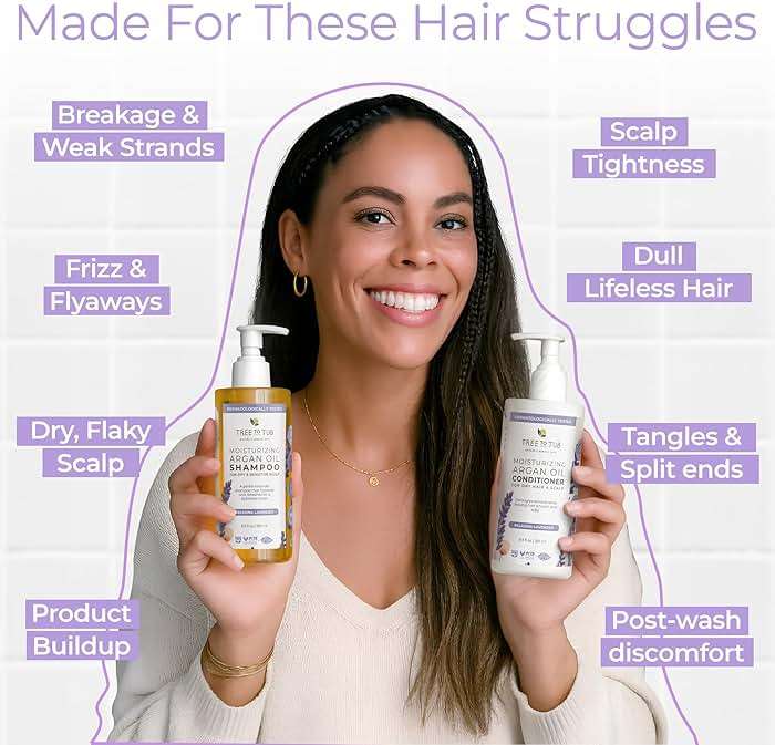 Tree To Tub Lavender Shampoo and Conditioner Set for Dry Hair, Dry Scalp, Frizz - Moisturizing Argan Oil Shampoo and Conditioner for Women & Men w/Organic Natural Aloe Vera - Image 4