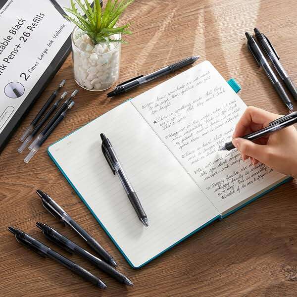 Lineon 46 Pack Black Gel Ink Pens (20 Gel Pens with 26 Refills) Medium Point Retractable Writing Smooth Writing with Comfortable Grip for Office School - Image 3