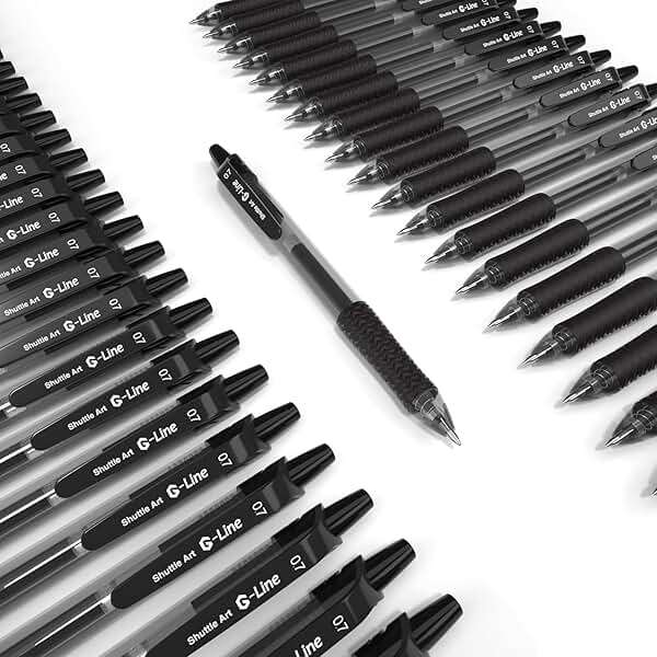 Lineon 46 Pack Black Gel Ink Pens (20 Gel Pens with 26 Refills) Medium Point Retractable Writing Smooth Writing with Comfortable Grip for Office School - Image 9