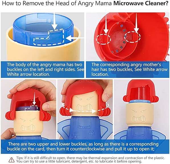 Abnaok Microwave Cleaner, 2 PCS Angry Mama Microwave Cleaner Microwave Oven Steam Cleaner Easily Clean in Minutes Cleans Add Vinegar and Water for Home or Office with English Manual - Image 6