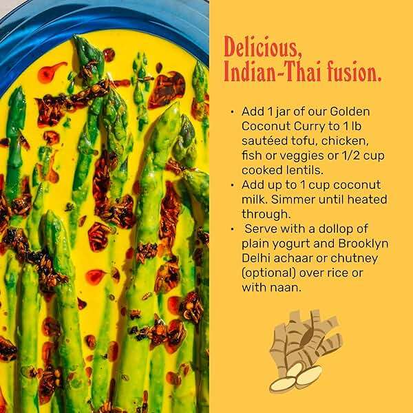 Brooklyn Delhi Golden Coconut Curry - Indian Simmer Sauce with Turmeric, Ginger, Lemon, & Coriander - 12 Ounces - Mild Enough for a kid, Flavorful Enough for a Foodie - Vegan - No Artificial Additives - Image 5