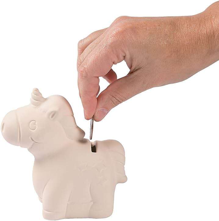 DIY Ceramic Unicorn Bank, Set of 12 - Crafts for Kids and Party Activities - Image 1