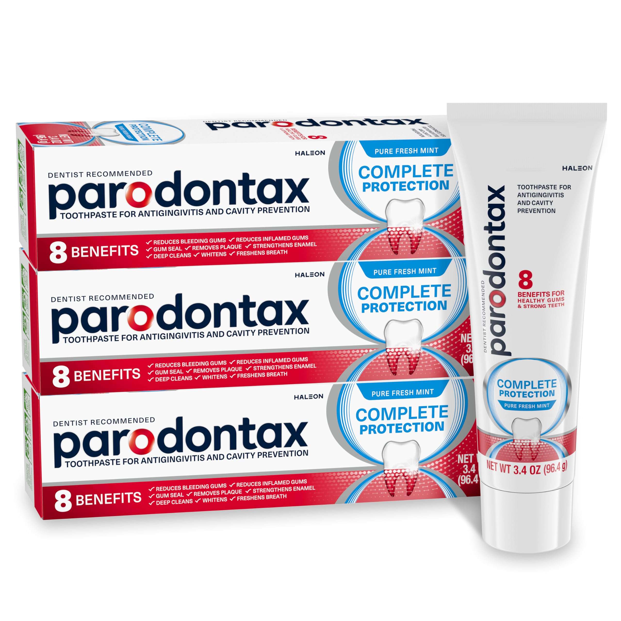Parodontax Complete Protection Toothpaste, Pure Fresh Mint - 3.4 oz x 3 - Image 1