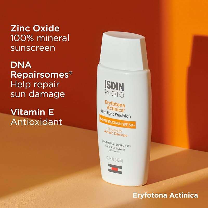 ISDIN Eryfotona Actinica SPF 50+ | Mineral Sunscreen for Face with Zinc Oxide | 100% Mineral UV Filters | No White Cast, Suitable for Sensitive Skin, Dermatologist Recommended - Image 6