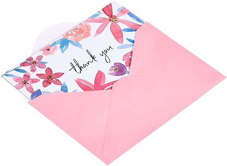 Amazon Basics Thank You Cards and Envelopes, 48 Count, Floral Assorted Designs - Image 4