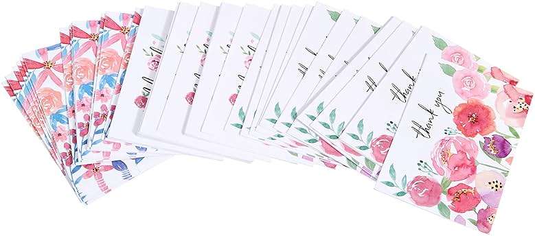 Amazon Basics Thank You Cards and Envelopes, 48 Count, Floral Assorted Designs - Image 6