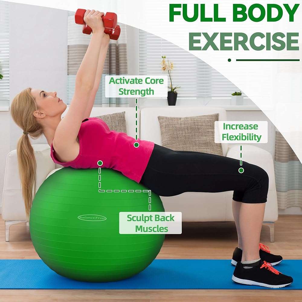 Fitvids Anti-Burst and Slip Resistant Exercise Yoga Fitness Birthing Ball with Quick Pump, 2,000-Pound Capacity, Multiple Colors and Sizes - Image 4