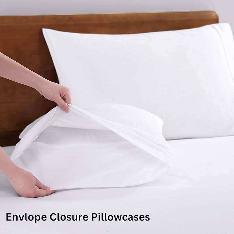 LANE LINEN Queen Sheets 100% Organic Cotton 4pc Percale Cooling - White | Queen Sheet Set, GOTS Certified Organic Cotton Percale - Crisp, Cool & Breathable, For Hot Sleepers, All-Season Comfort - Image 6
