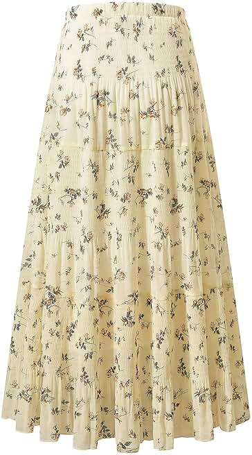 NASHALYLY Women's Chiffon Elastic High Waist Pleated A-Line Flared Maxi Skirts - Image 2