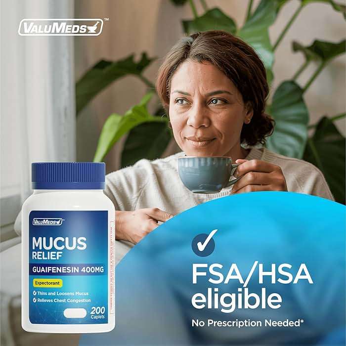ValuMeds Mucus Relief Guaifenesin 400mg (200 Caplets) | Maximum Strength | Mucus Thinning for Colds, Chest Congestion, Flu, Coughing | Expectorant & Decongestant - Image 4