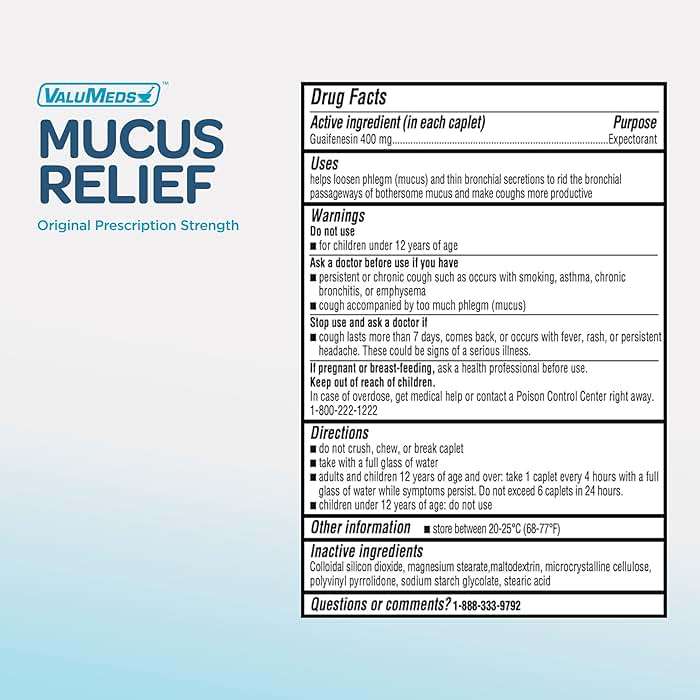 ValuMeds Mucus Relief Guaifenesin 400mg (200 Caplets) | Maximum Strength | Mucus Thinning for Colds, Chest Congestion, Flu, Coughing | Expectorant & Decongestant - Image 7