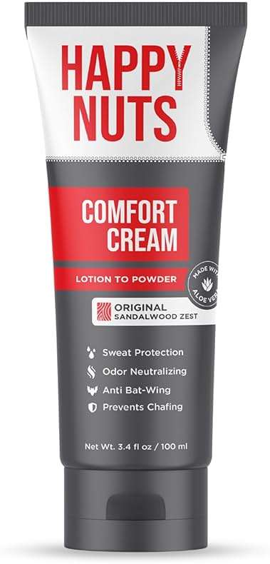 HAPPY NUTS Comfort Cream Deodorant For Men: Anti-Chafing Sweat Defense, Odor Control, Aluminum-Free, Travel Essential, Mens Deodorant & Hygiene Products for Men's Private Parts 3.4 Fl Oz - Original - Image 1